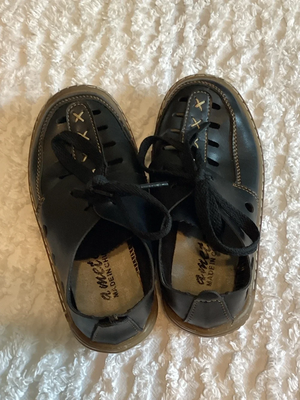 Ameta Black Kids Lace-Up Dress Shoes